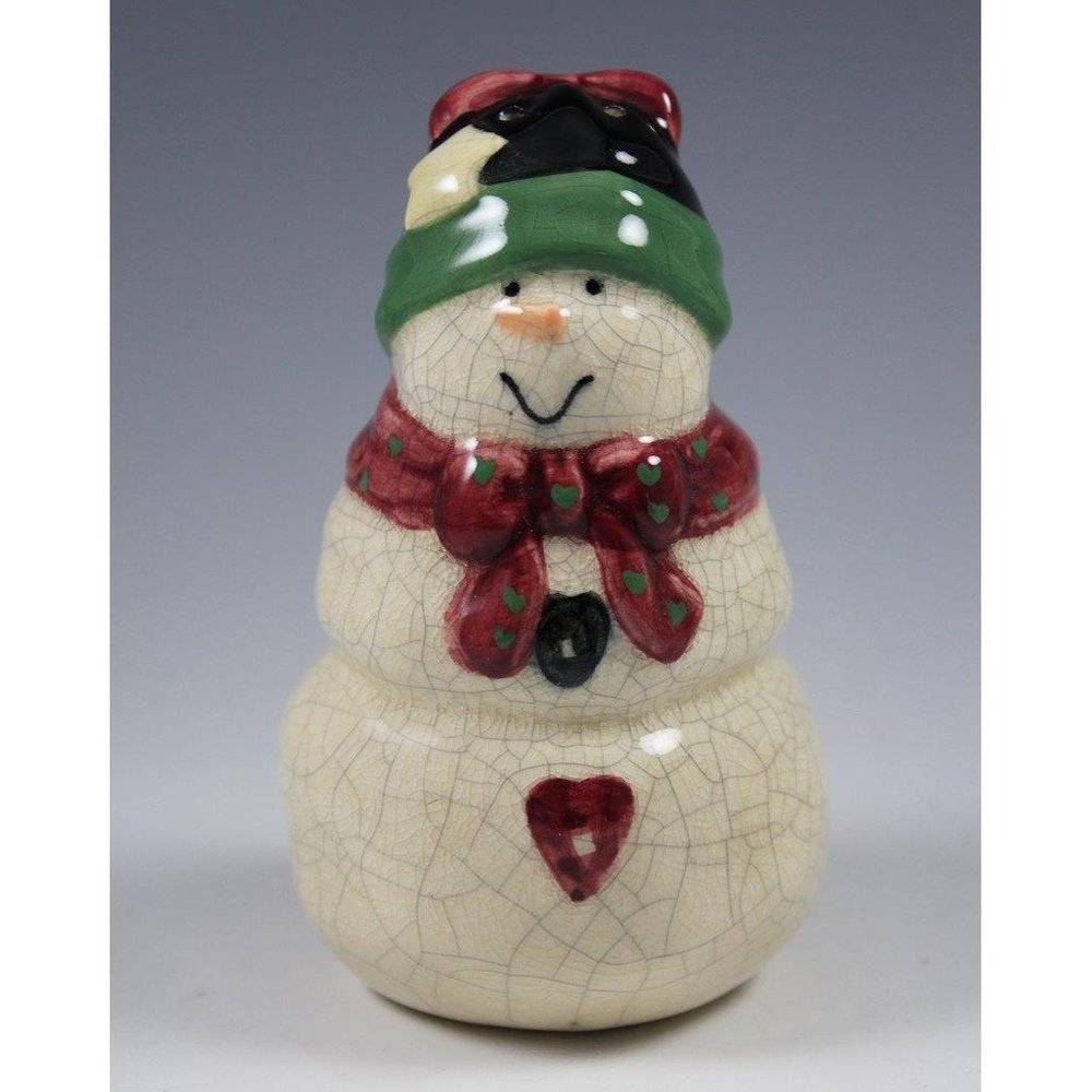 VIGOR Crackle Glaze Snowman Pepper Shaker Christmas Holiday EUC